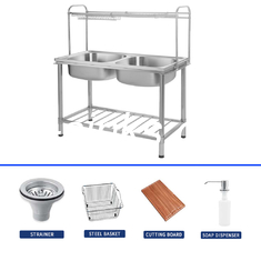 Superiore monte in acciaio inossidabile Sink Stand con 1 ciotola e resistente alla ruggine