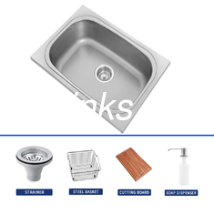 Acciaio inossidabile singolo lavandino cubo quadrato design rubinetto / cestino / coltello / tavola / scarico in acciaio inossidabile