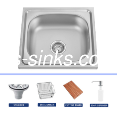 Sink da cucina in acciaio inossidabile 304 finitura lucida Sink a vasca singola sotto o sopra