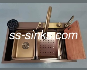 SS304 Protector Grid Over Counter Rolling Nero lavandino da cucina artigianale