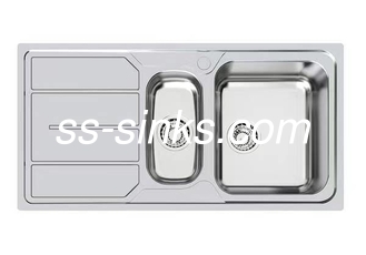 Lavabo da cucina in acciaio inossidabile con lavandino di 1200 x 500 mm