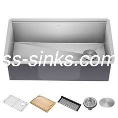 Stile di design moderno Topmount Lavabo da cucina con apertura di scarico da 3,5 pollici e forma di ciotola rettangolare