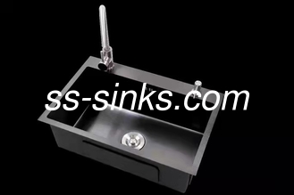 Lavabo da cucina in quarzo nero in resina acrilica con lavandino 680*460mm