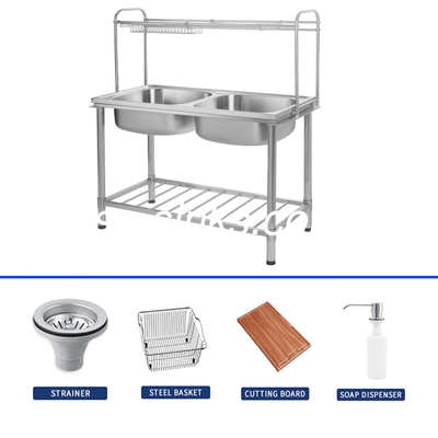 Superiore monte in acciaio inossidabile Sink Stand con 1 ciotola e resistente alla ruggine