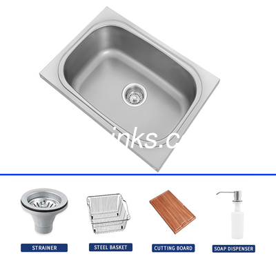 Acciaio inossidabile singolo lavandino cubo quadrato design rubinetto / cestino / coltello / tavola / scarico in acciaio inossidabile