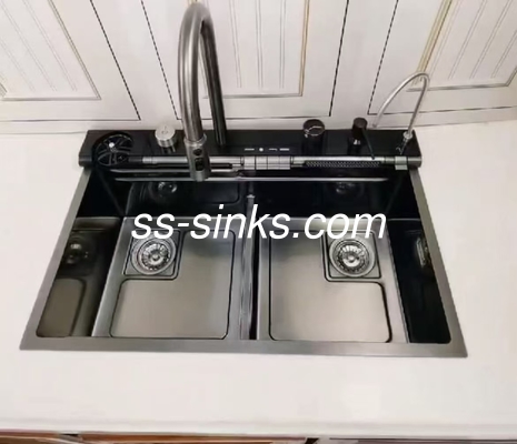 18 calibro lavandino da cucina artigianale con posteggio di scarico posteriore o centrale profondità vasca 220mm