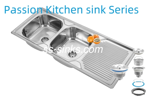 Lavello da cucina in acciaio inox con grembiule da 1200 X 500 mm con spessore 0,6 mm/0,8 mm/1,0 mm e dimensioni del prodotto