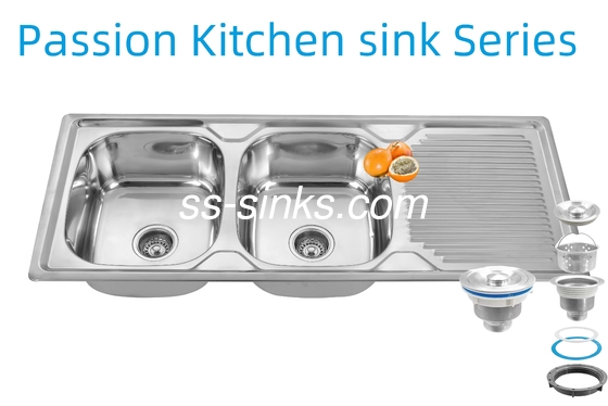 Lavello da cucina in acciaio inox con grembiule da 1200 X 500 mm con spessore 0,6 mm/0,8 mm/1,0 mm e dimensioni del prodotto