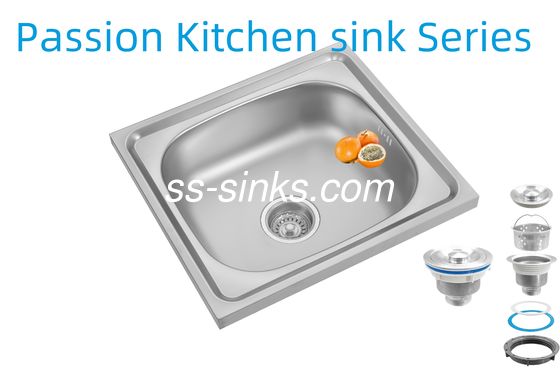 Stile di design moderno Topmount Lavabo da cucina con apertura di scarico da 3,5 pollici e forma di ciotola rettangolare