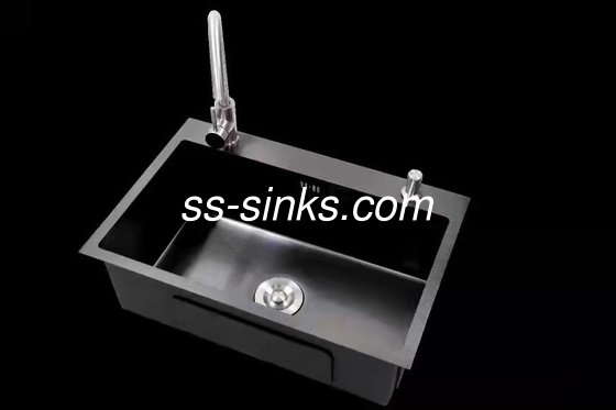 Lavabo da cucina in quarzo nero in resina acrilica con lavandino 680*460mm