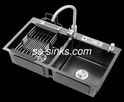 bacino uguale Matte Black Kitchen Sink Above di larghezza di 500mm doppio contro