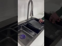 Vendita calda in acciaio inossidabile di colore nero lavandino a vasca singola fatto a mano con 3 tipi rubinetto con accessori